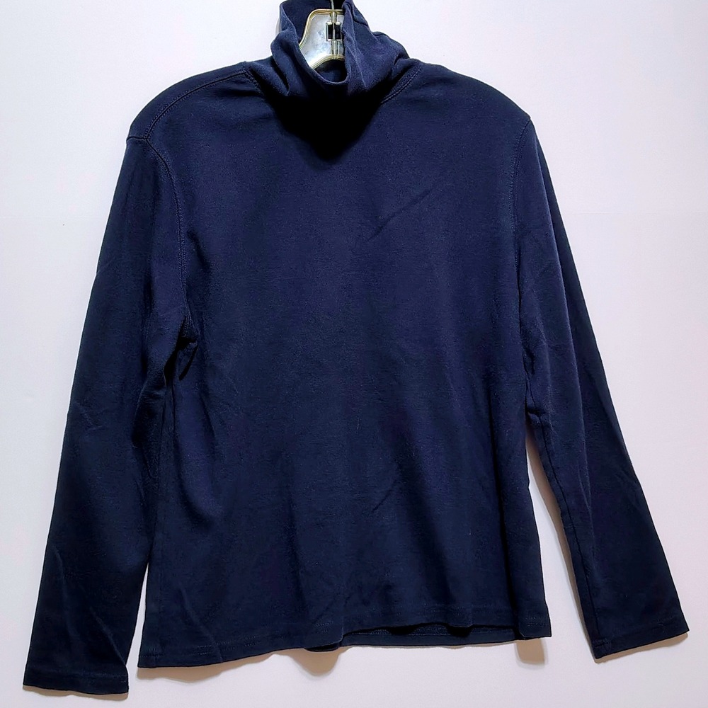 Basic Editions Women's Navy Blue Long Sleeve Turtleneck Top Size‎ L G
